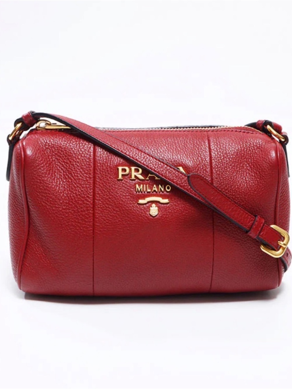 Red leather Prada bag